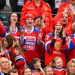 GANGNEUNG, SOUTH KOREA - FEBRUARY 25: Fans cheer on Team Olympic Athletes from Russia after an overtime win over Team Germany during gold medal round action at the PyeongChang 2018 Olympic Winter Games. (Photo by Matt Zambonin/HHOF-IIHF Images)

